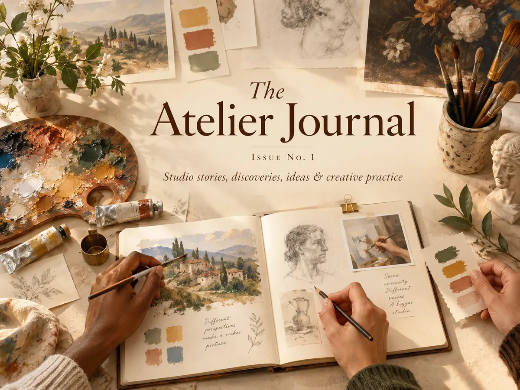 Atelier Masterclass studio artwork introducing the first issue of The Atelier Journal.